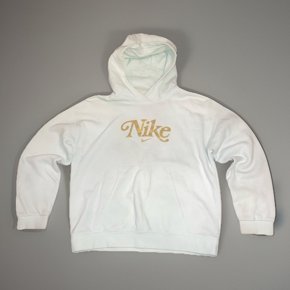 Nike Sportswear Club Fleece Loose Fit Oversized Girls Light Blue Sweater - Large